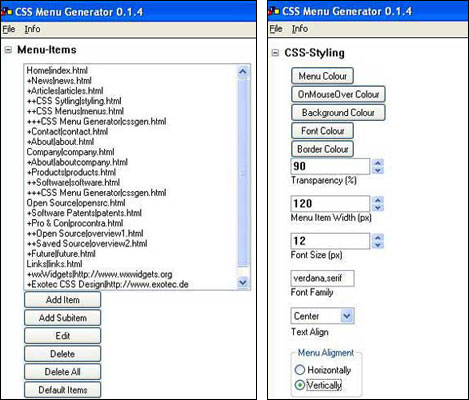 CSS Menu Generator