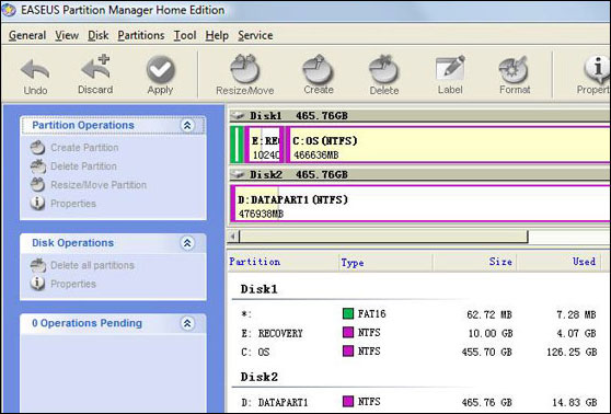 EASEUS Partition Manager Home Edition