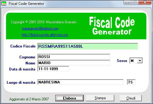 Fiscal Code Generator