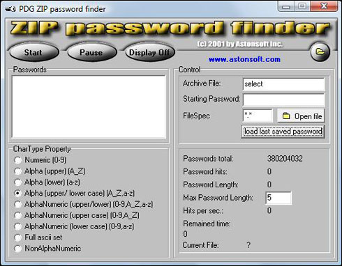 Zip Password Finder